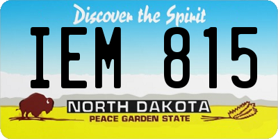 ND license plate IEM815