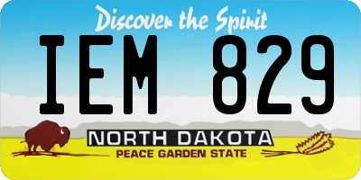 ND license plate IEM829
