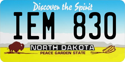 ND license plate IEM830