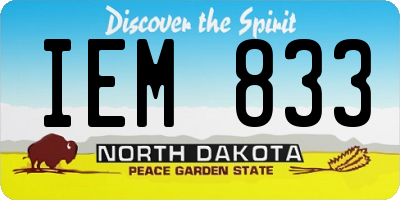 ND license plate IEM833