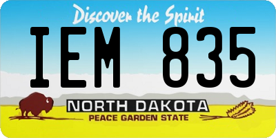 ND license plate IEM835
