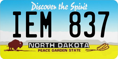 ND license plate IEM837