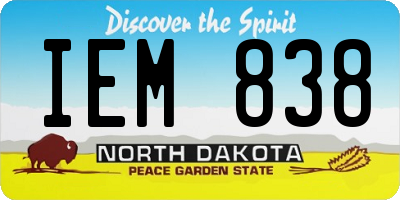 ND license plate IEM838
