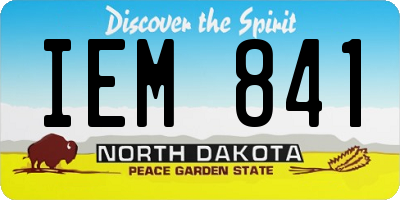 ND license plate IEM841