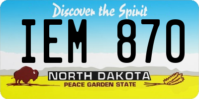 ND license plate IEM870
