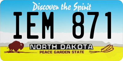 ND license plate IEM871