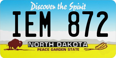 ND license plate IEM872