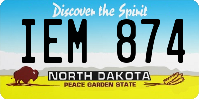 ND license plate IEM874