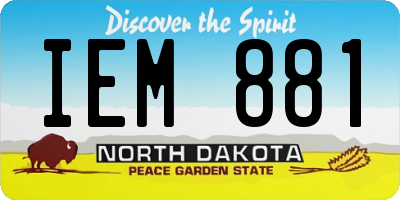 ND license plate IEM881