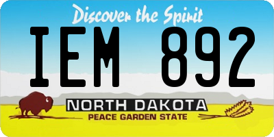 ND license plate IEM892
