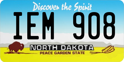 ND license plate IEM908