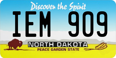 ND license plate IEM909