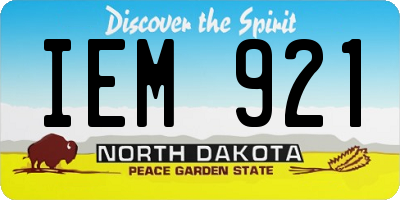 ND license plate IEM921