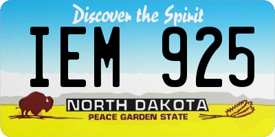 ND license plate IEM925