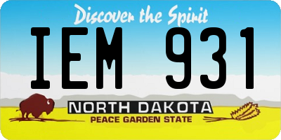 ND license plate IEM931