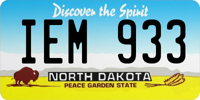ND license plate IEM933