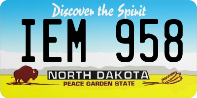 ND license plate IEM958