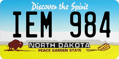 ND license plate IEM984
