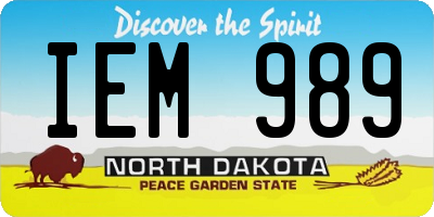 ND license plate IEM989