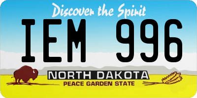ND license plate IEM996