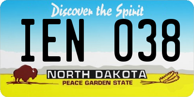 ND license plate IEN038