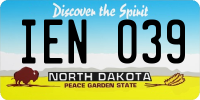 ND license plate IEN039