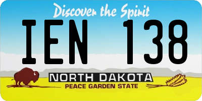 ND license plate IEN138