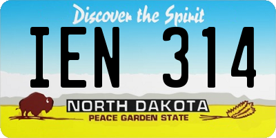 ND license plate IEN314
