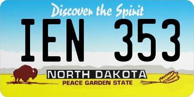 ND license plate IEN353