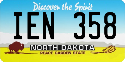 ND license plate IEN358