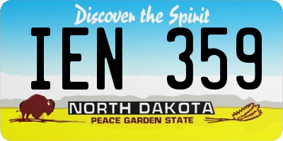 ND license plate IEN359