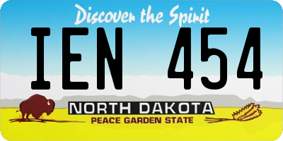 ND license plate IEN454
