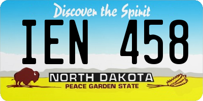 ND license plate IEN458