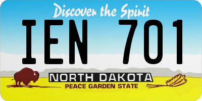 ND license plate IEN701