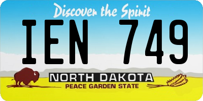 ND license plate IEN749