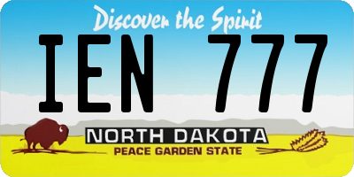 ND license plate IEN777