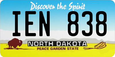 ND license plate IEN838