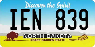ND license plate IEN839