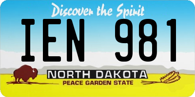 ND license plate IEN981