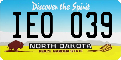 ND license plate IEO039