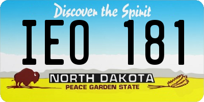 ND license plate IEO181