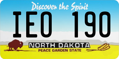 ND license plate IEO190