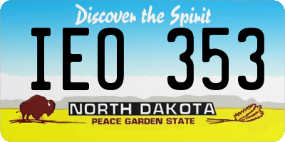 ND license plate IEO353