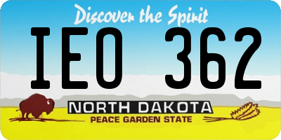 ND license plate IEO362