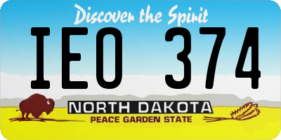 ND license plate IEO374