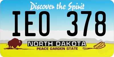 ND license plate IEO378