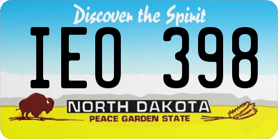 ND license plate IEO398