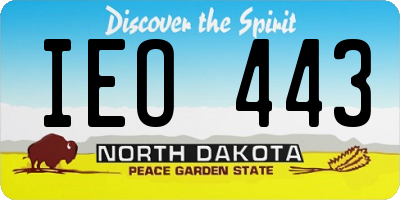 ND license plate IEO443