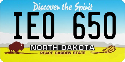 ND license plate IEO650