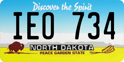 ND license plate IEO734